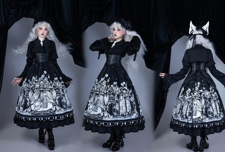 Caged Bird Hotel~Bone Theater~Halloween Gothic Lolita Fashion Shirt Skirt   