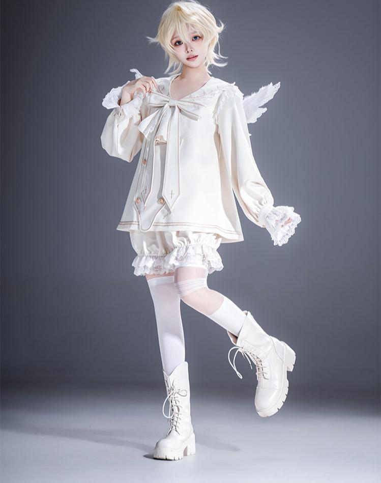 Angel & Devil - Button Closure Ouji Lolita Cape Set, Cross Embroidery