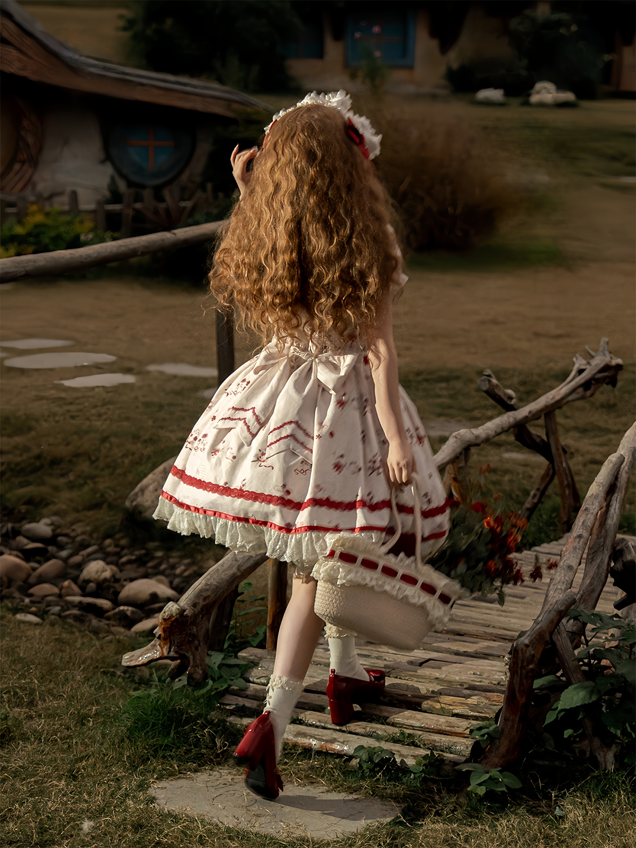 Rose Catalogue - Printed Sweet Lolita OP Dress, Embroidered Apron