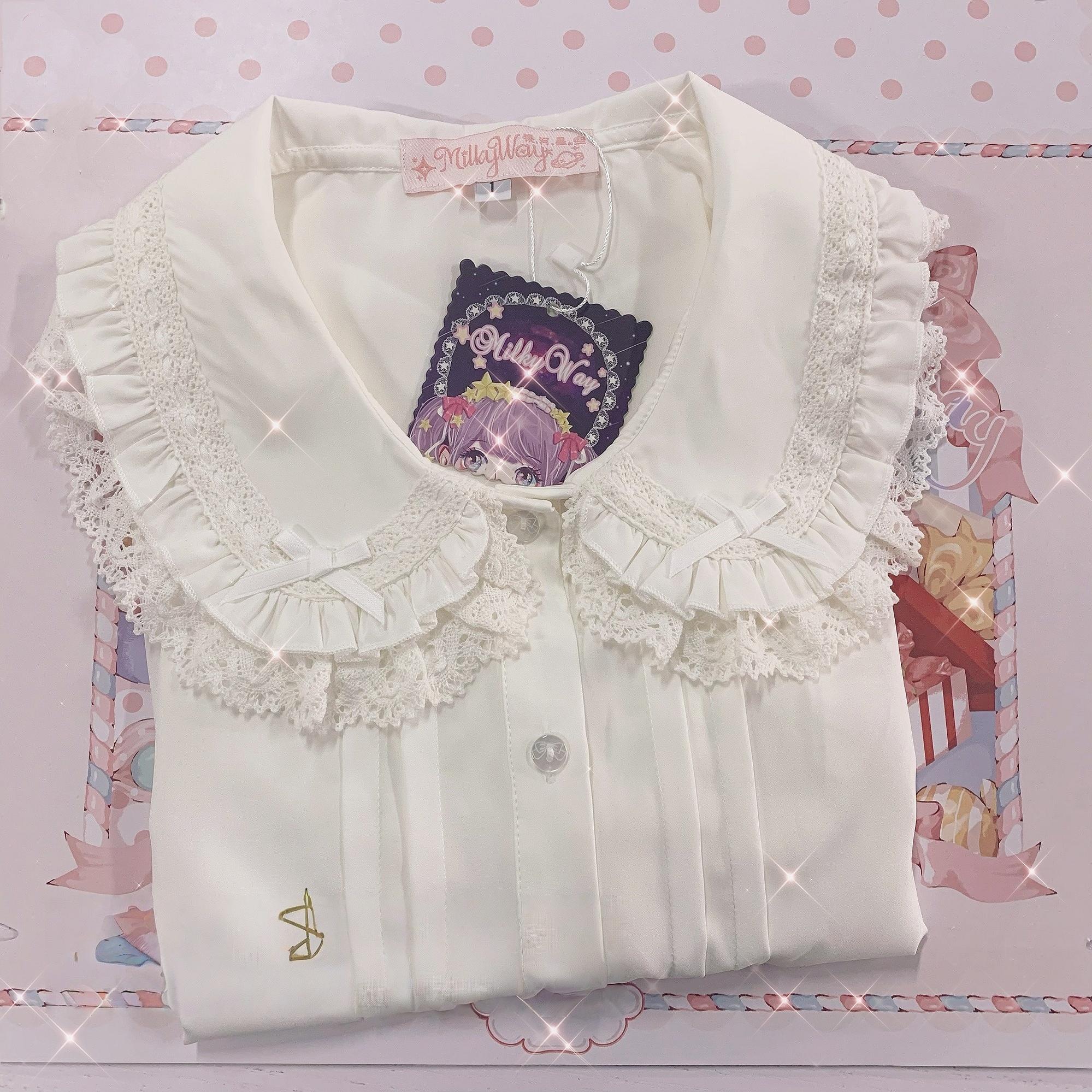 Milky Way - Peter Pan Collar Kawaii Lolita Blouse size 1 short sleeve full white