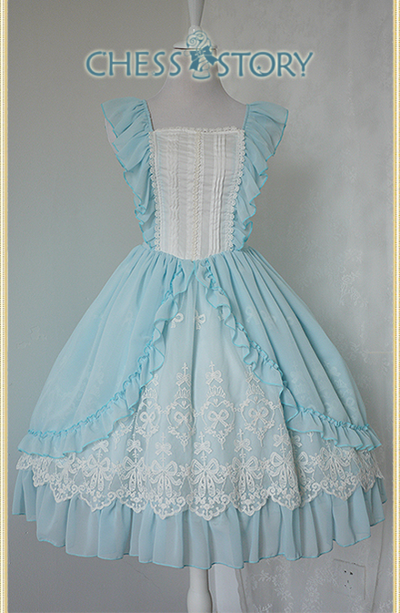 Chess Story~Le Ballet~Elegant Lolita Embroidery JSK Multicolor M light blue 
