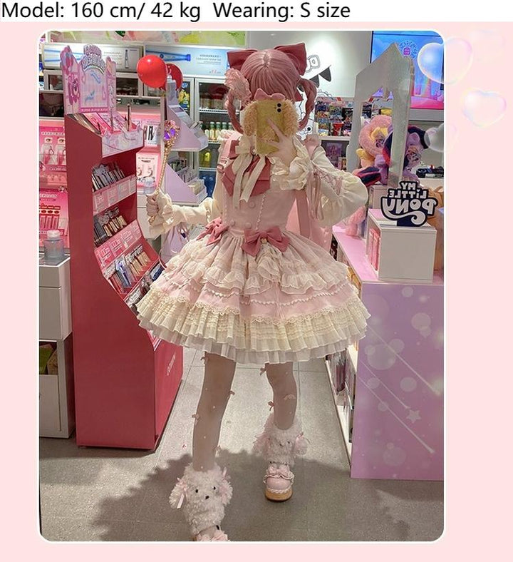 Sakurahime~Cupid Overture~Sweet Pink Lolita Jumper Dress Bust-Supporting JSK