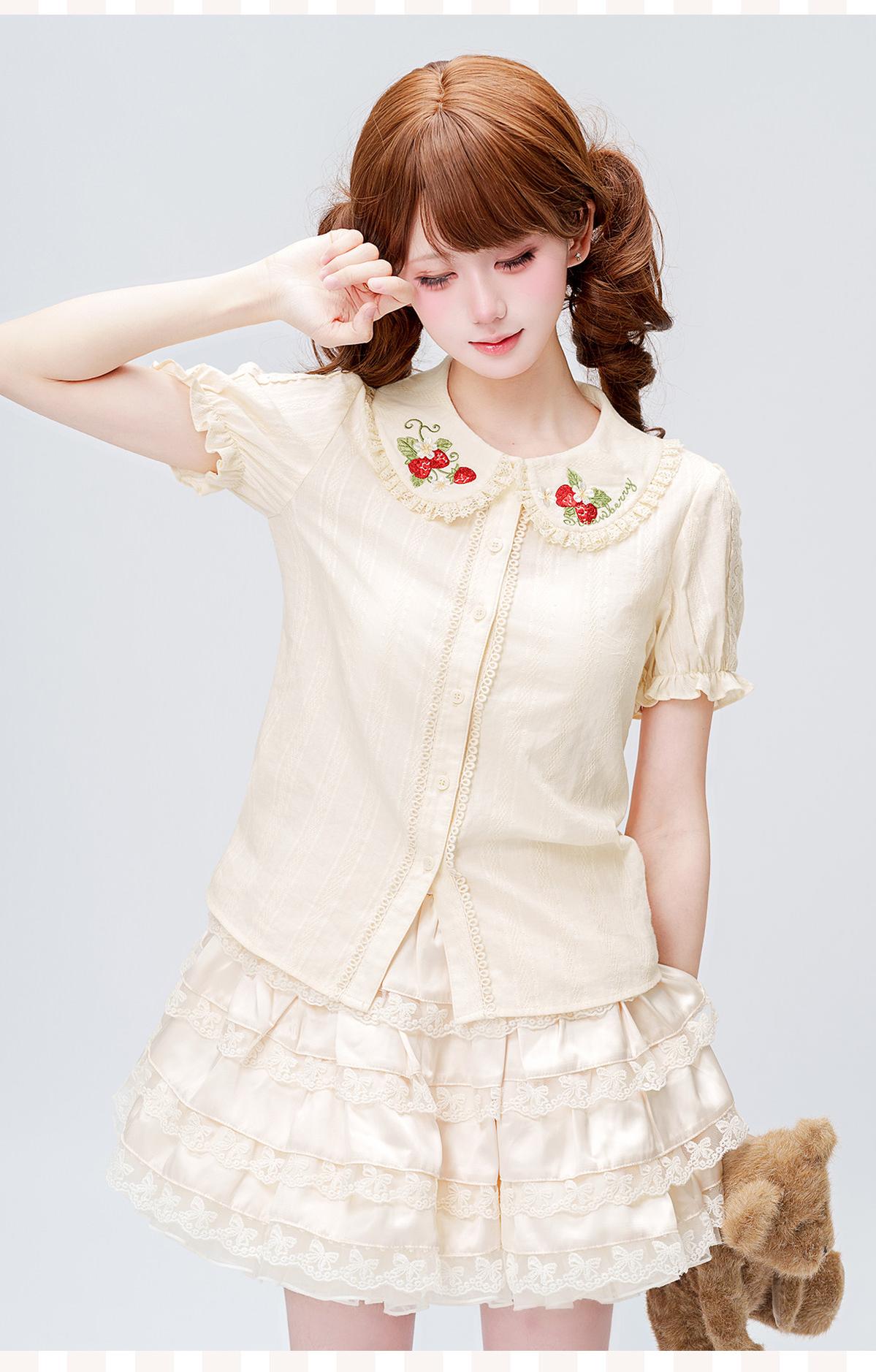 Abundant Tea Time - Kawaii Lolita Blouse, Cotton & Embroidery