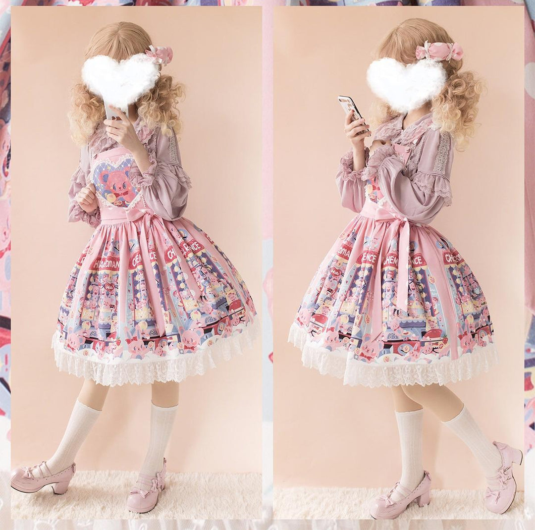 Chemical Romance~Sweetheart Doll Machine~Sweet Lolita Printed Salopette   