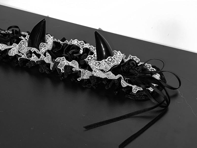 MAID~Gothic Lolita Halloween KC Devil Horn Hairband Customizable Color   