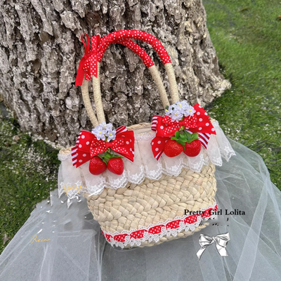 Pretty Girl Lolita~ Sweet Lolita Red Strawberry Headdresses a handbag  