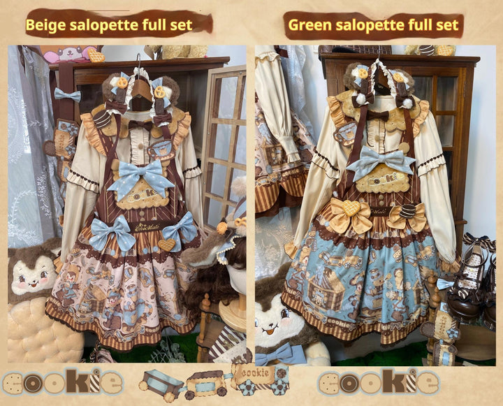 Star Fantasy~Bear Biscuit~Sweet Lolita Dress Winter Lolita OP and Salopette   