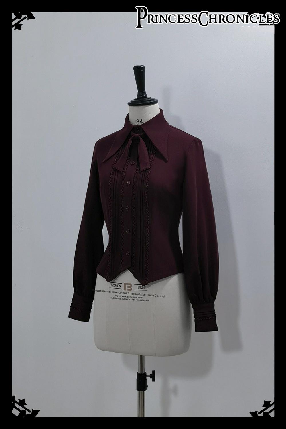 Princess Chronicles - Red and Black 4.0 - Ouji Lolita Shorts Outfit Long Vest Prince Blouse Shirt Only (in-stock) XS