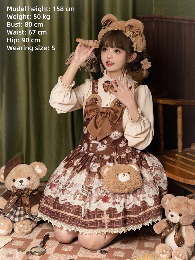 To Alice~Dear Dolls~Sweet Lolita Salopette Bear Print Dress