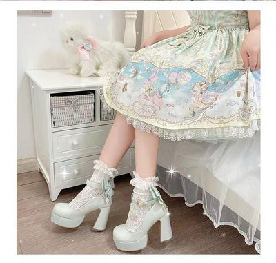 Pure Tea For Dream~Untouchable Butterfly~Elegant Lolita Heels Lolita Shoes PU Shining Platform   
