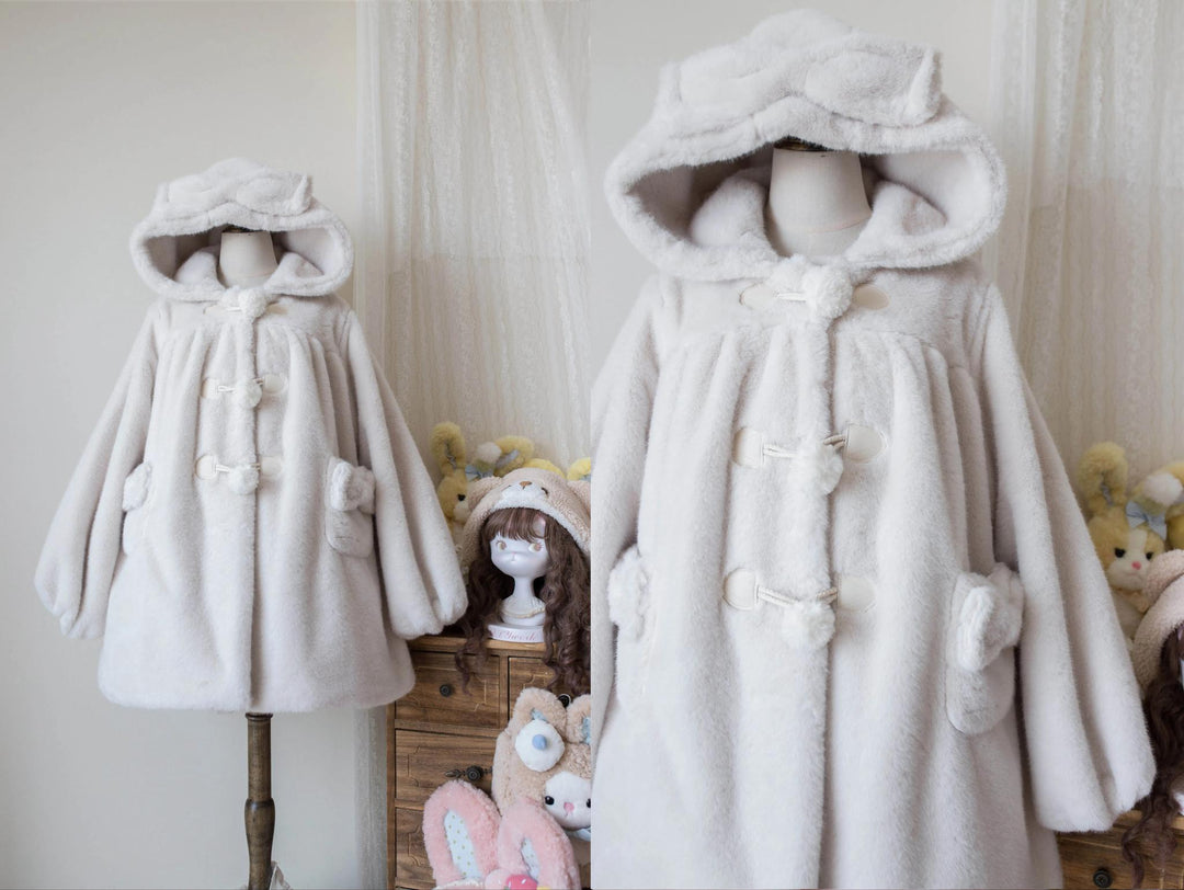 MIST~Cream Cheese~Winter Kawaii Lolita Overcoat Thickened Hooded Loose Outwear