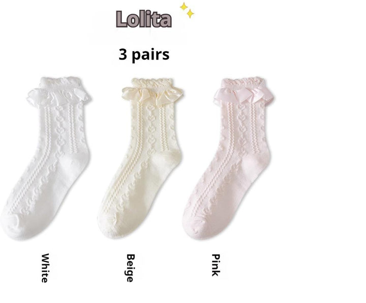 (BFM)JingChi~Sweet Lolita Socks Women's Multicolor JK Mid-Calf Socks   