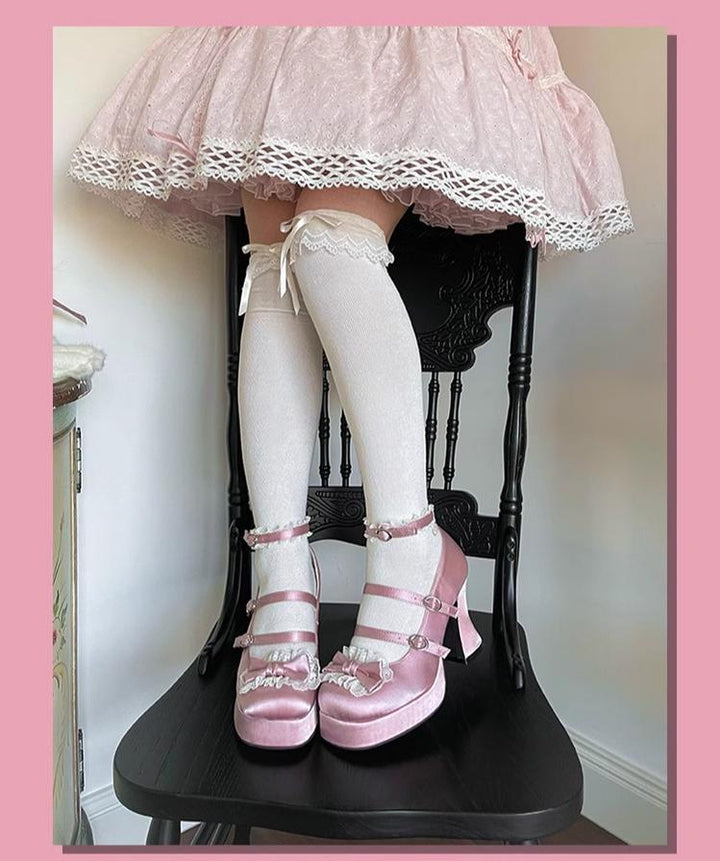 Pure Tea For Dream~Maiden Fairy Tale~Sweet Lolita Lace Shoes Thick Heel Platform Shoes