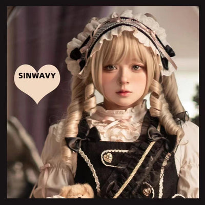Sinwavy~Retro Lolita Wigs Beige Gold Roman Roll Wig   