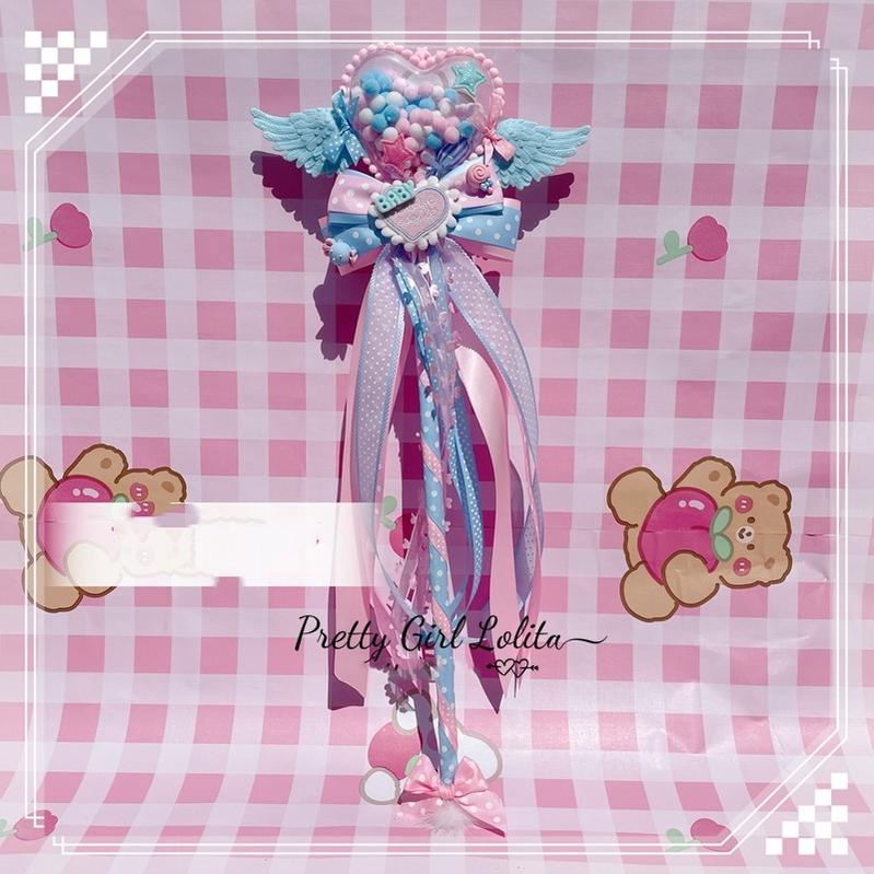 Pretty Girl Lolita~Angel Love Wings~Sweet Lolita Cane 45 cm Photo Props Wand pink and blue  