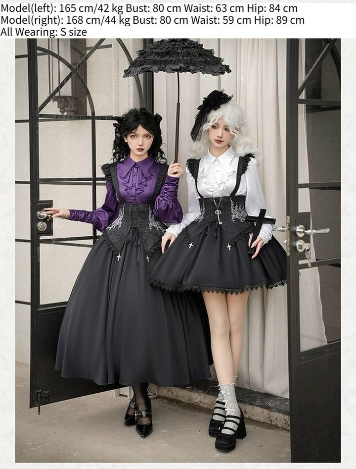 With PUJI~Thorny Night~Gothic Lolita Bust-supporting Skirt With Removable&Adjustable Strap