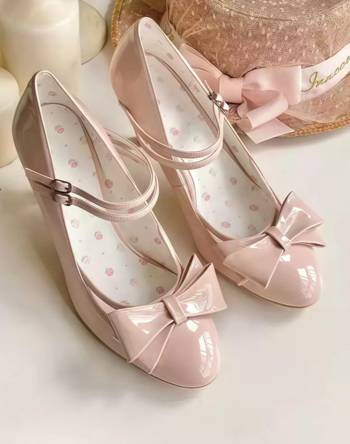 Pure Tea For Dream~Coco Sweet~Elegant Lolita Shoes Pointed Toe Heels with Bow 42298:740677