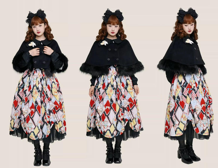 Southern Cross~Walnut Clip Bear~Winter Kawaii Lolita Cape Cute Fur Collar Cloak   