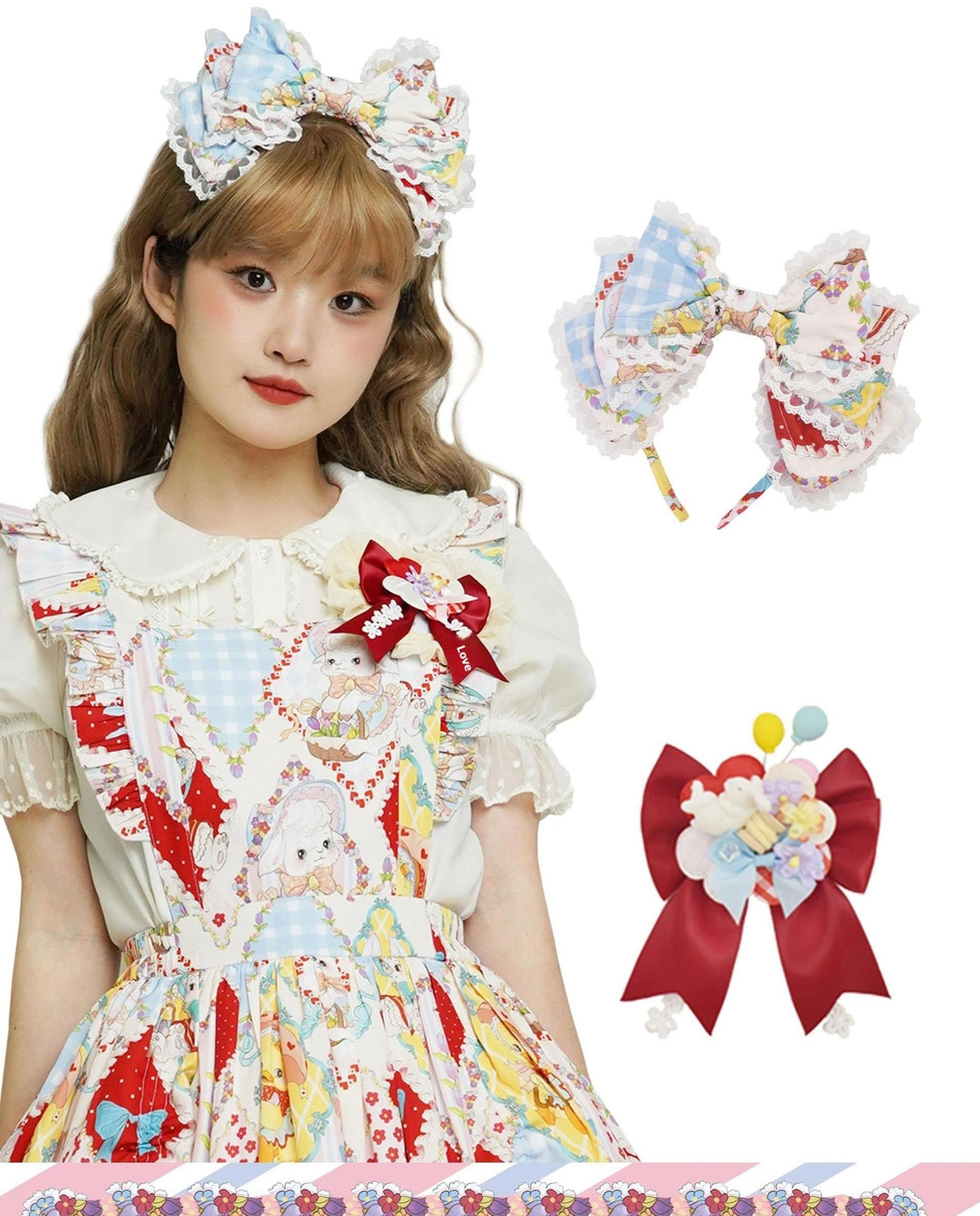 Southern Cross~Showa Kaleidoscope~Printed Sweet Lolita Headdress BNT KC Hat and Side Clips