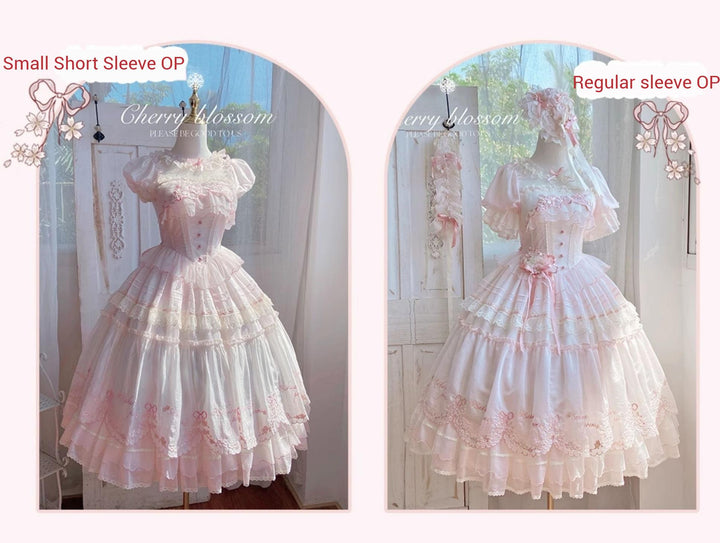 MieYe - Cherry Blossom - Pink Sweet Lolita Tiered Dress 43397:775378