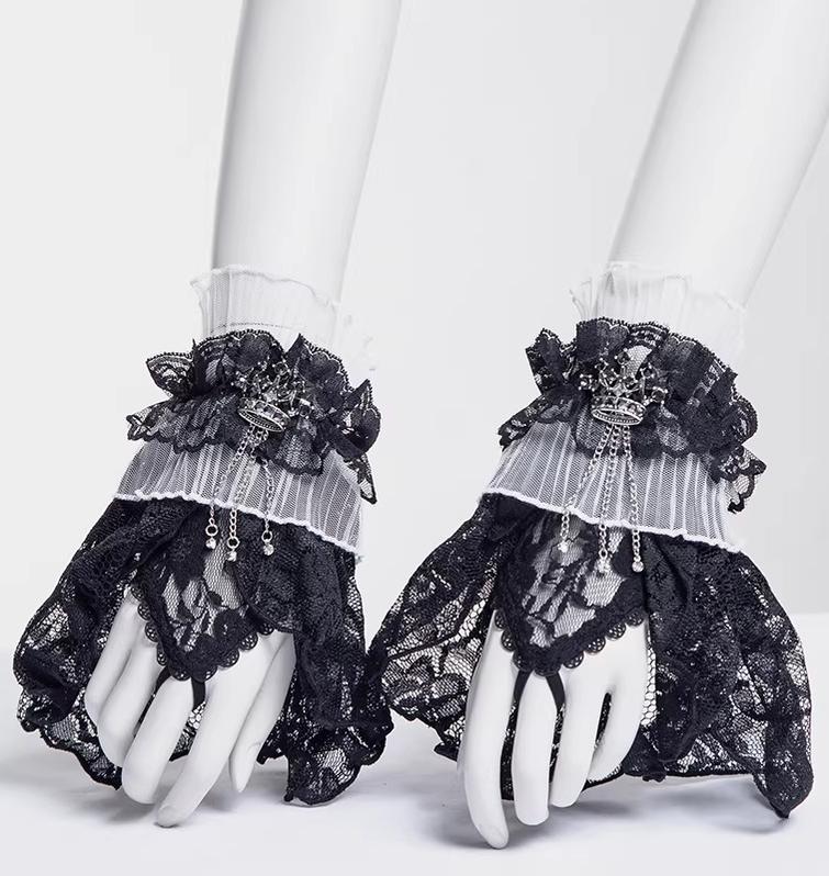 Gothic Lolita Lace Cuffs, Crown Decoration 44651:818086