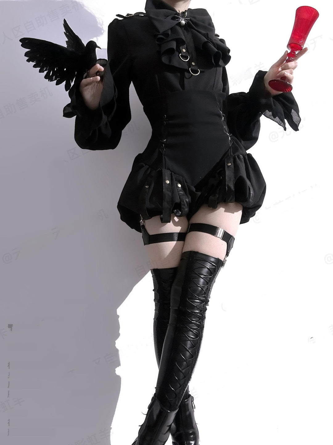 Kali Sheep~Midnight~Gothic Lolita Black Shorts Suit Prince Style Shirt   