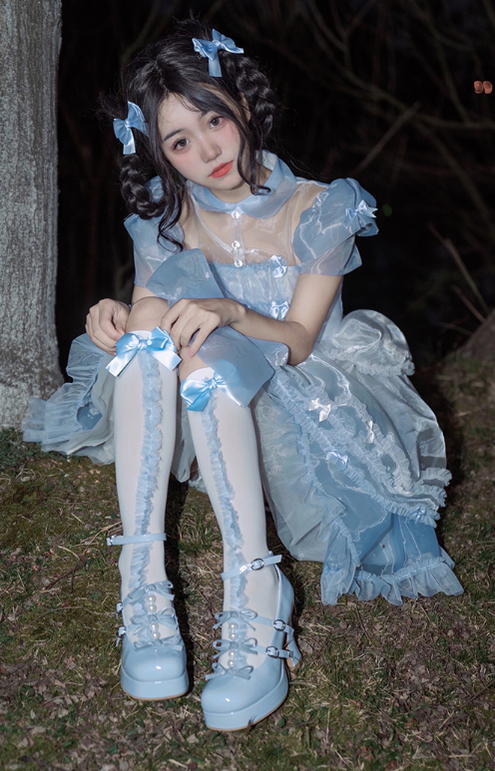 Pure Tea For Dream~Sweet Lolita Platform Pearl Bow Shoes 16296:217902
