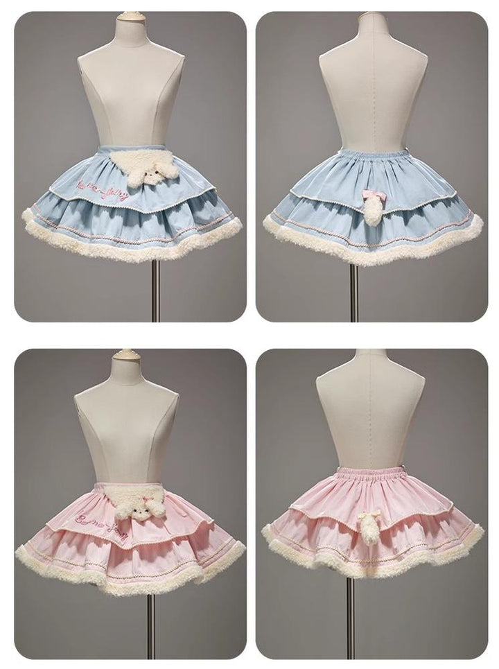 Summer Fairy~Ribbon Puppy~Sweet Lolita Suit Off-Shoulder Sweater Cute Cape OP   