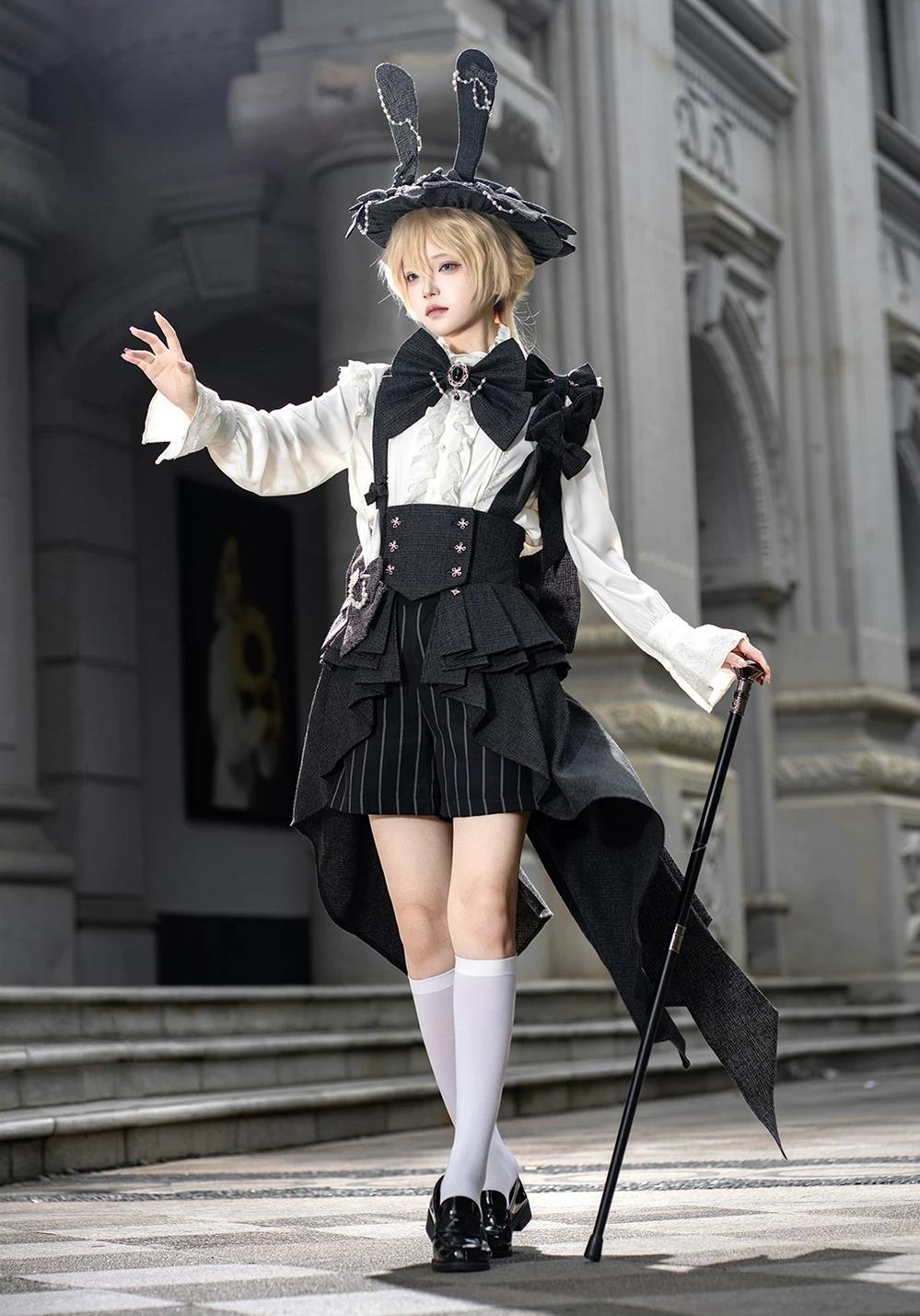 Rabbit Theater - Ouji Lolita Blouse and Waistband Set, Suspender-style 45982:870565