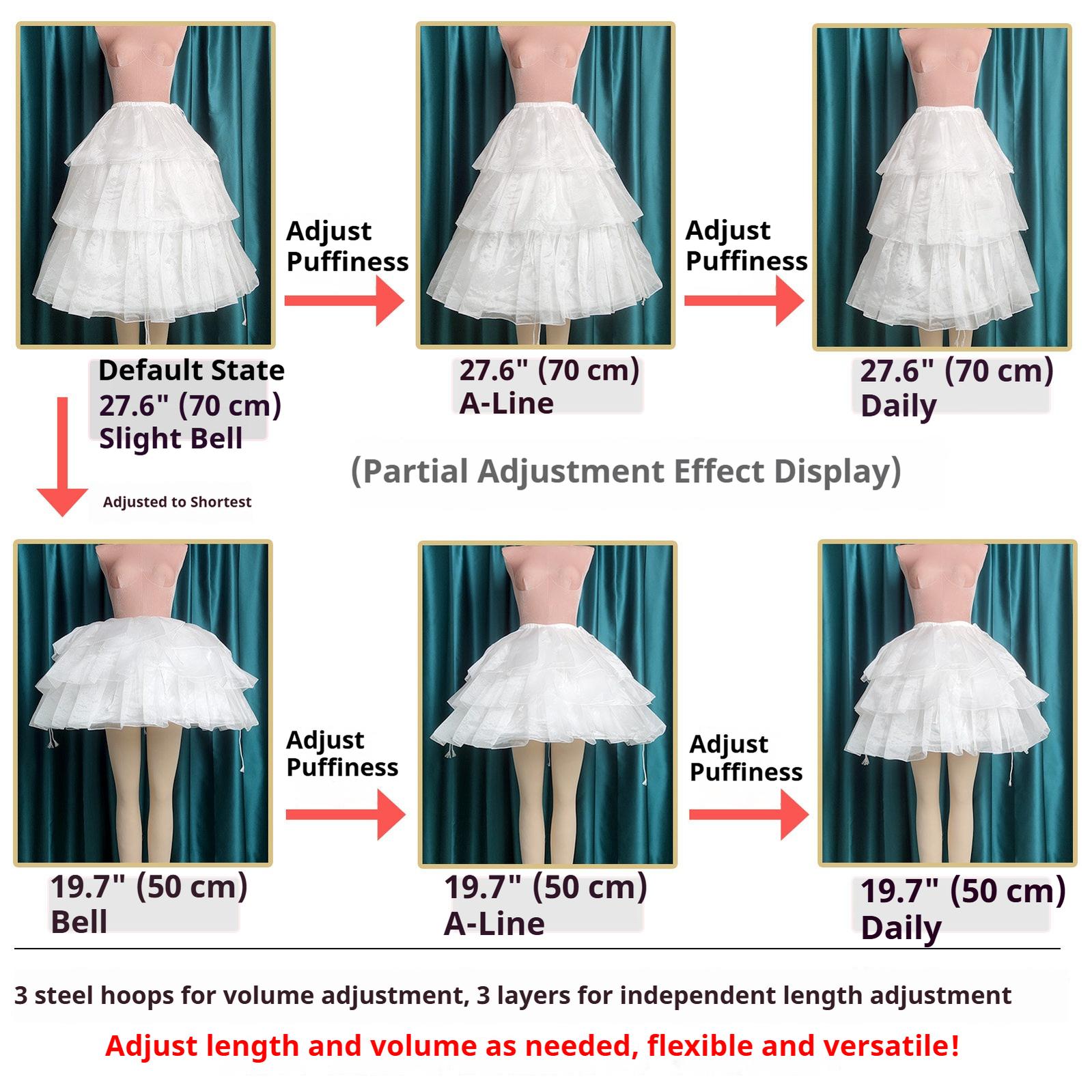 Puffy Lolita Hoop Petticoat, Adjustable Length & Volume