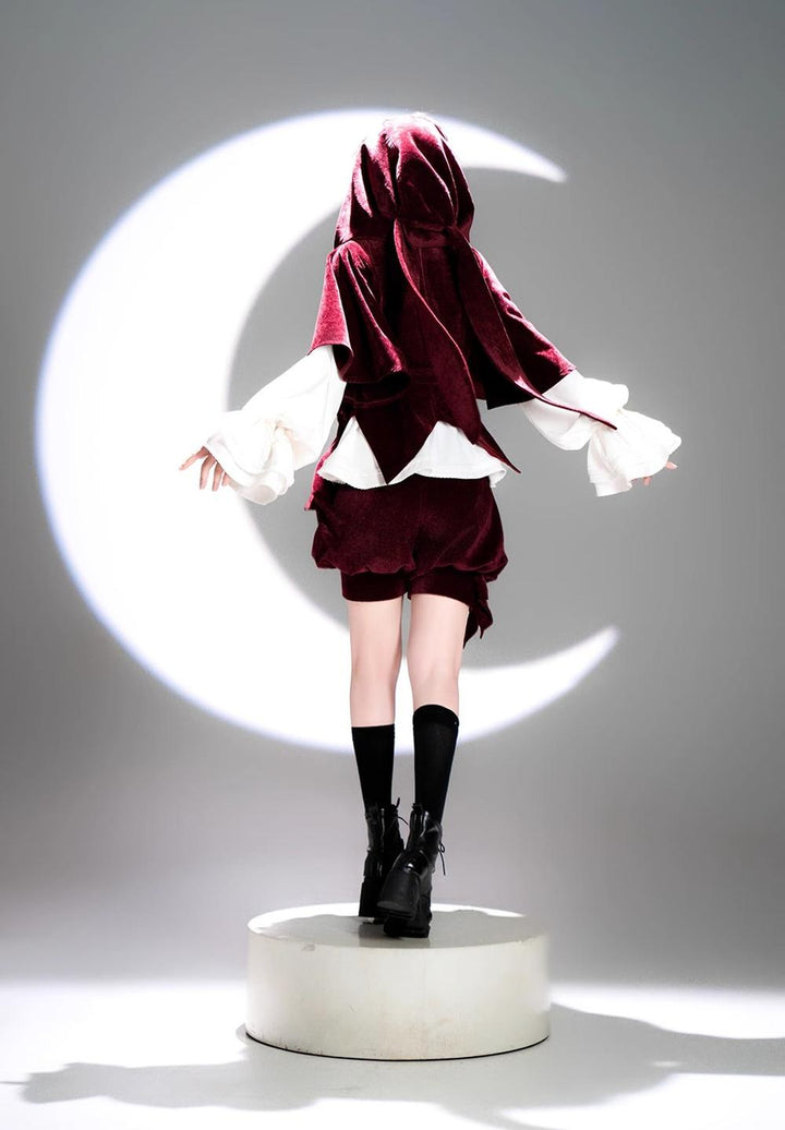 Princess Chronicles~Hare Hunter~Vintage Red Ouji Suit With Bunny Ear Hooded Jacket
