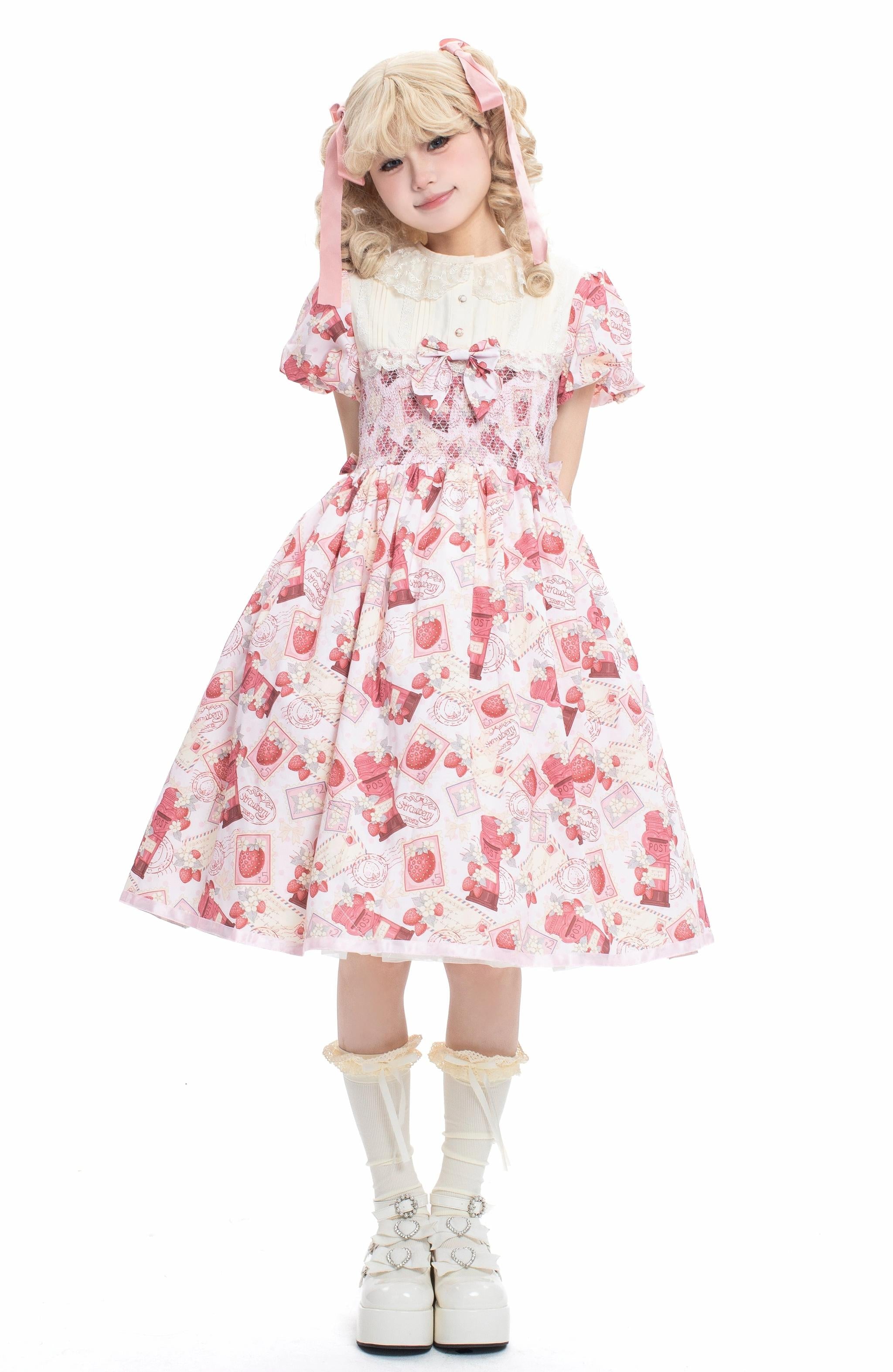 Strawberry Witch - Kawaii Lolita OP Dress, Strawberry Print 43836:786722