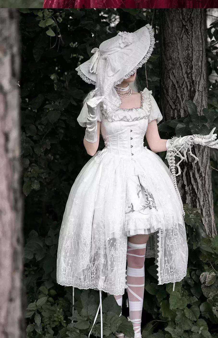 Mesh Gothic Lolita Skirt, Boning Corset