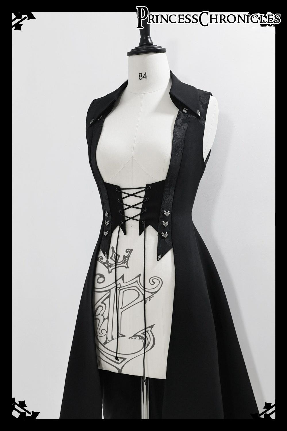 Princess Chronicles - Red and Black 4.0 - Ouji Lolita Shorts Outfit Long Vest Prince Blouse