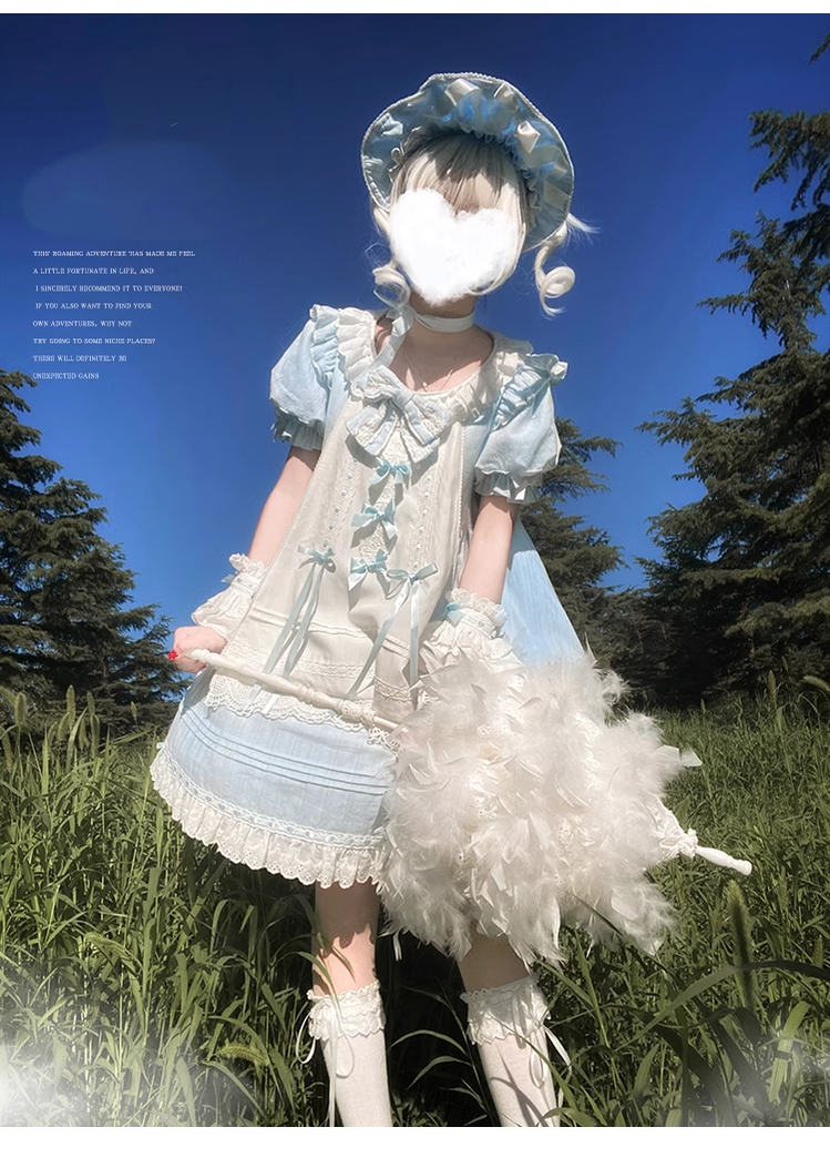 Spireme Cat~Roaming Adventure~Sweet Lolita OP Dress Cute BNT Cuffs   