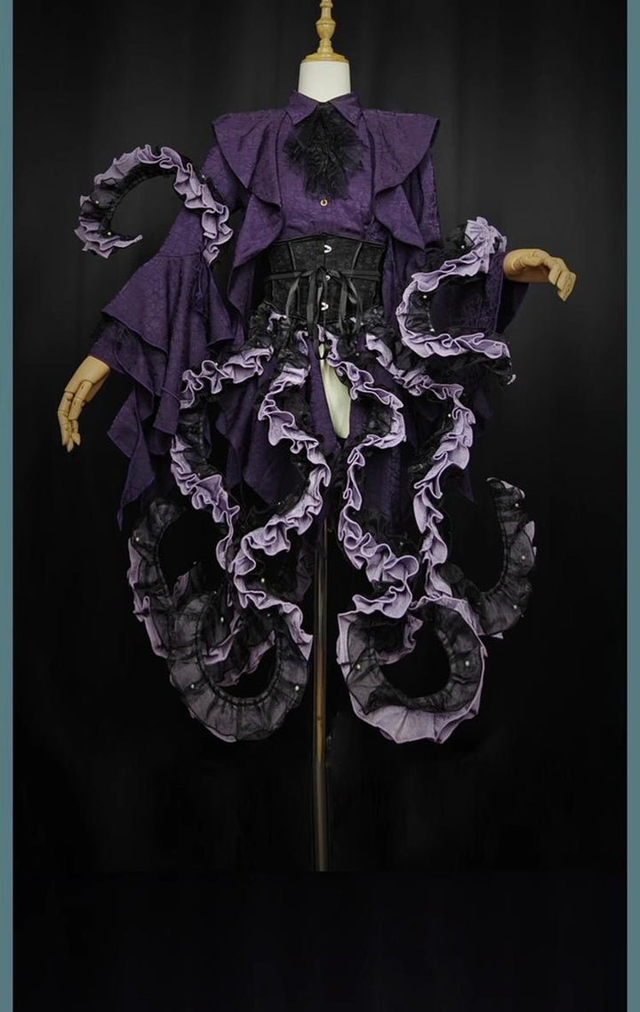 Camouflage Humanoid~Eerie Devour~Gothic Lolita Tentacle-like Petticoat and Short-Sleeved OP