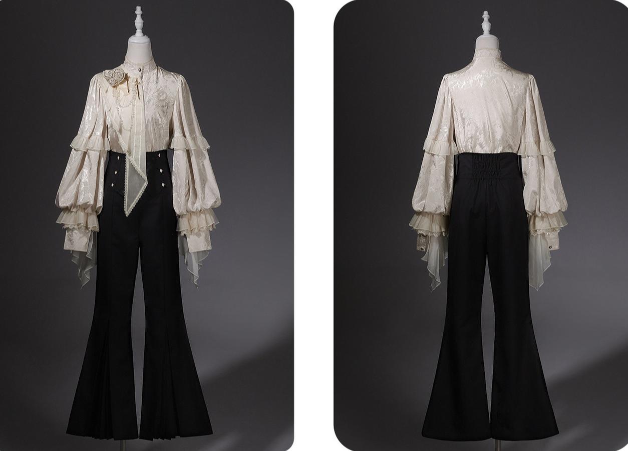 Rose and Sword - Ouji Lolita Jacquard Blouse & High Waist Pants Suit 45502:851372