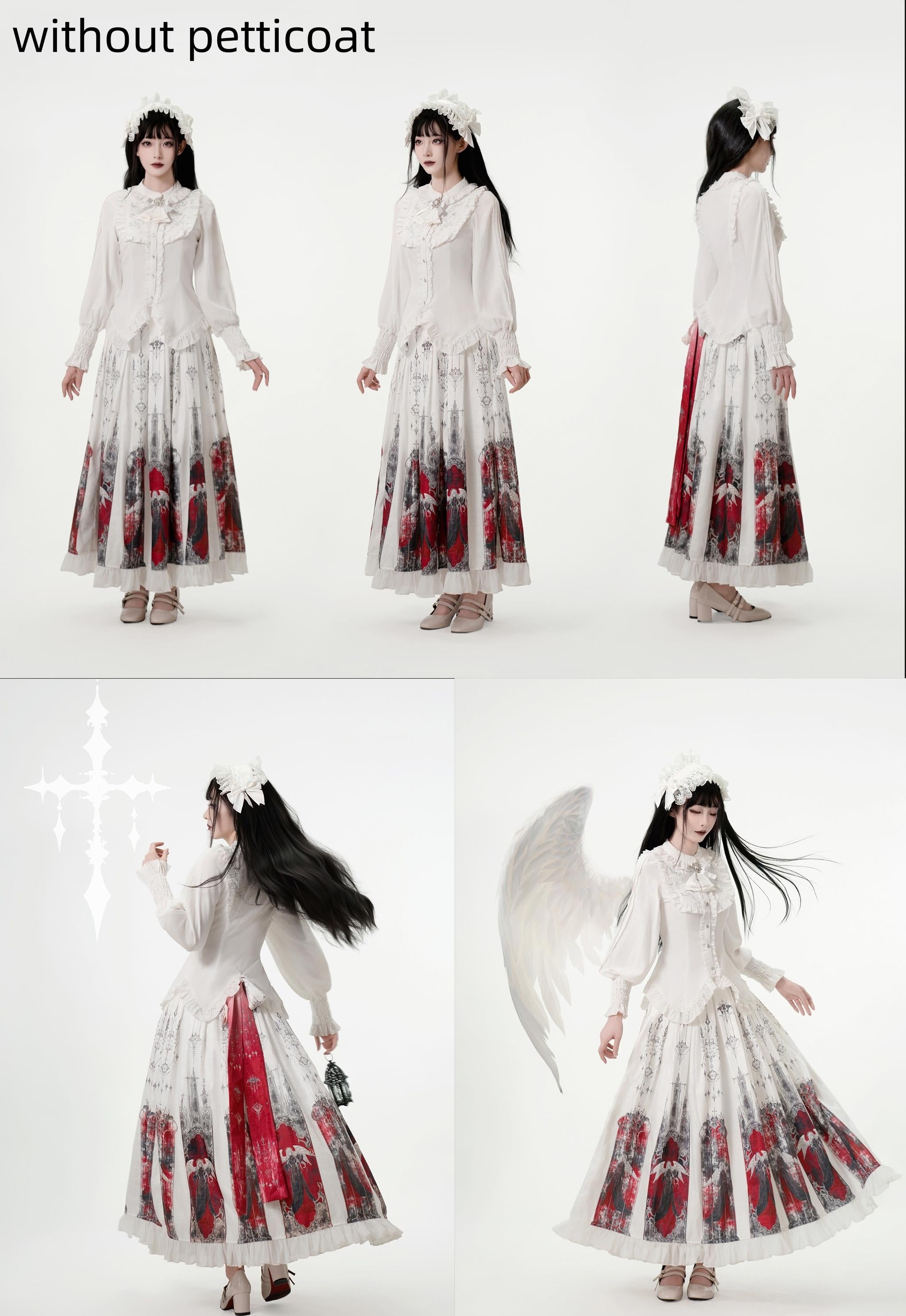 Luoluan Lolita - Fallen Angel - Printed Gothic Lolita Skirt Outfit
