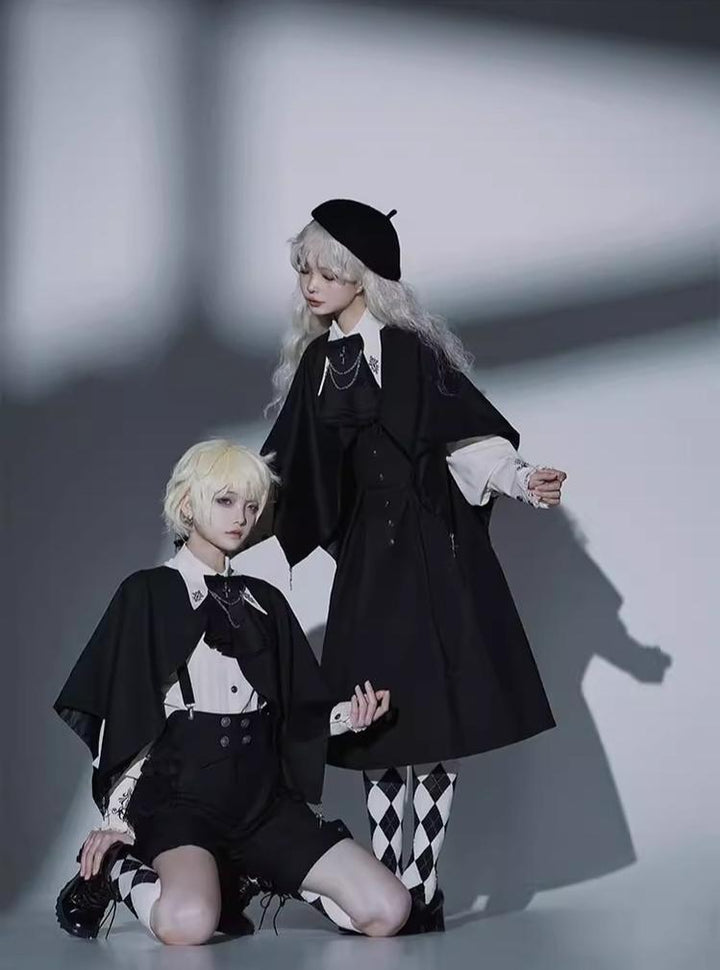 CastleToo~Night Raven Magic~Ouji Lolita Dress Set Prince Suspender Shorts Cape