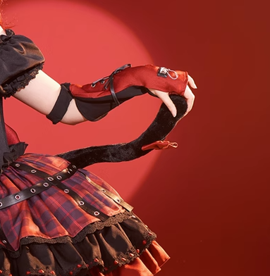 Sakurahime~Punk Lolita Daily Plaid Dress and Accessories S tails 