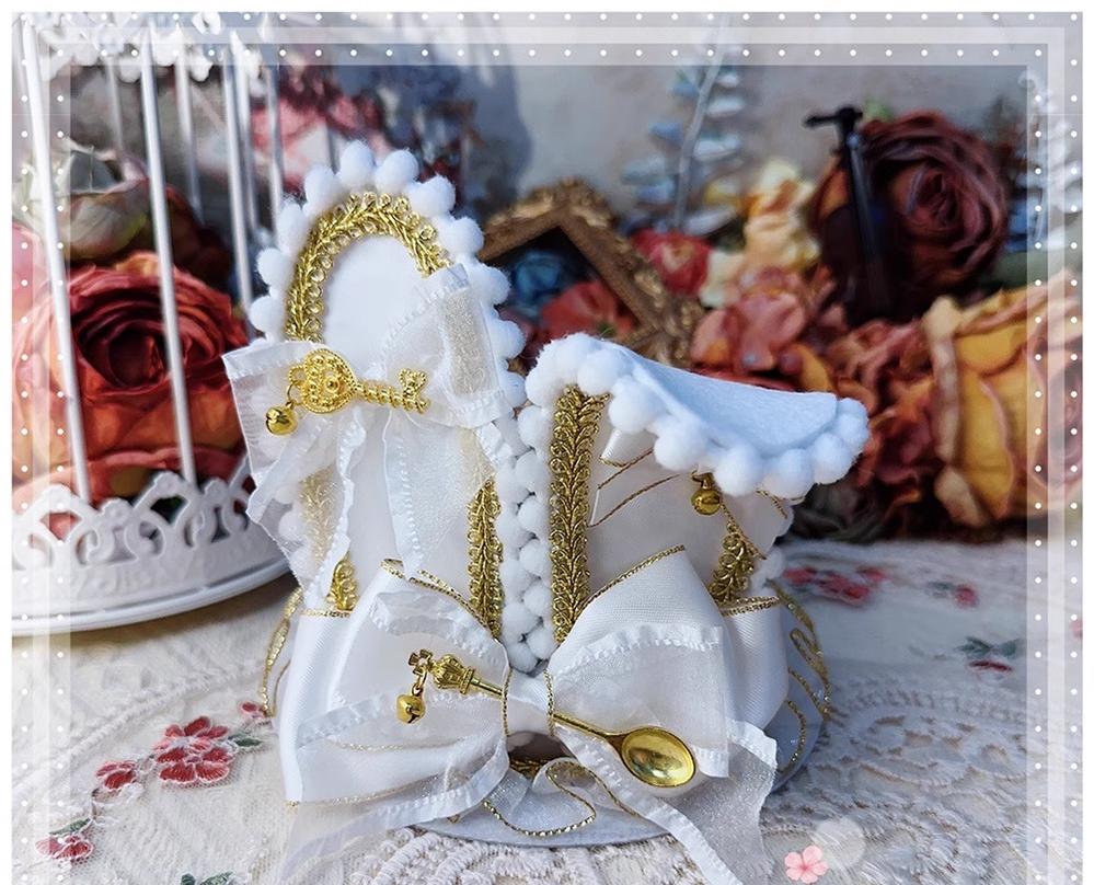 Menglu - Lolita Top Hat Rabbit Ear Bow Lolita Headdress Multicolors Platinum white