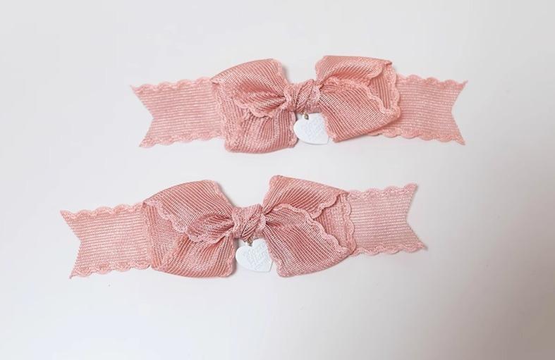 (BFM)The Accessories' Story~Satin Ballet~Sweet Pink Lolita Headdress Feather Bow Mesh bow clips  
