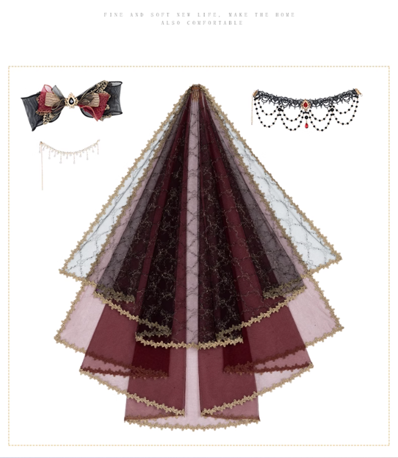 YingLuoFu - Black Red Retro Palace Elgant Classical Lolita JSK