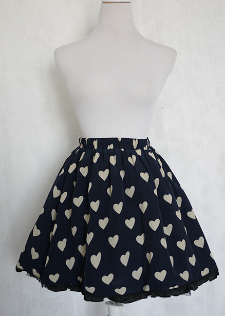 Chess Story~The Queen of Hearts~Heart-shaped Pattern Lolita Skirt M dark blue 