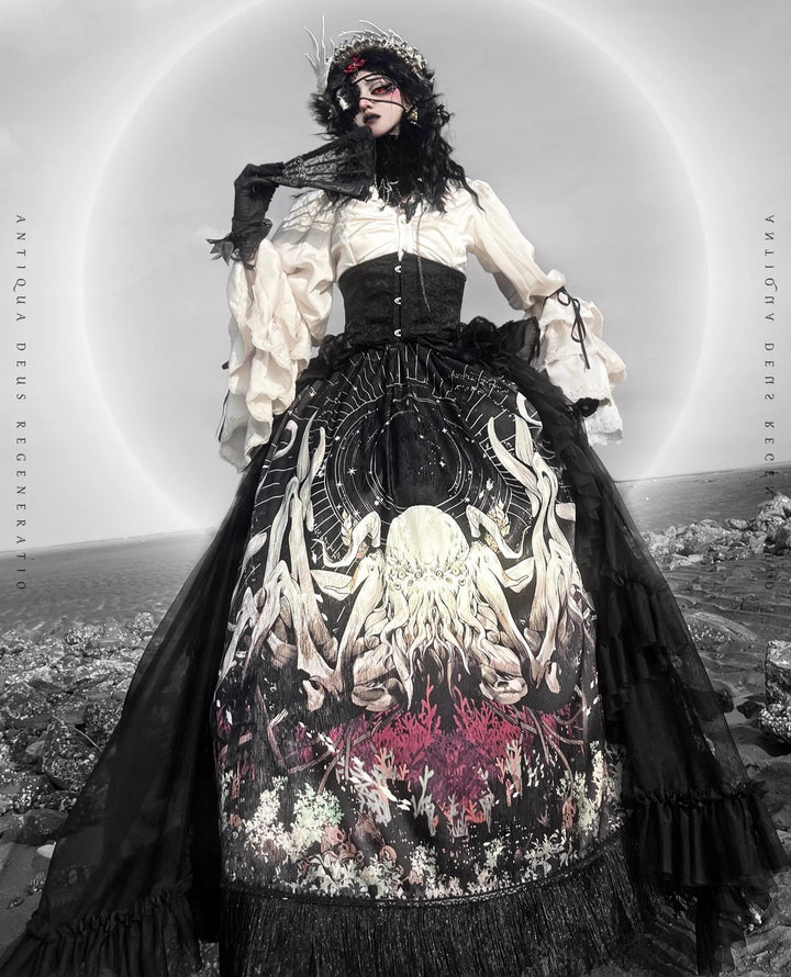 (BFM)Caged Bird Hotel~Reborn Ancient God~Gothic Lolita Shirt Lolita Skirt Set 35812:505150