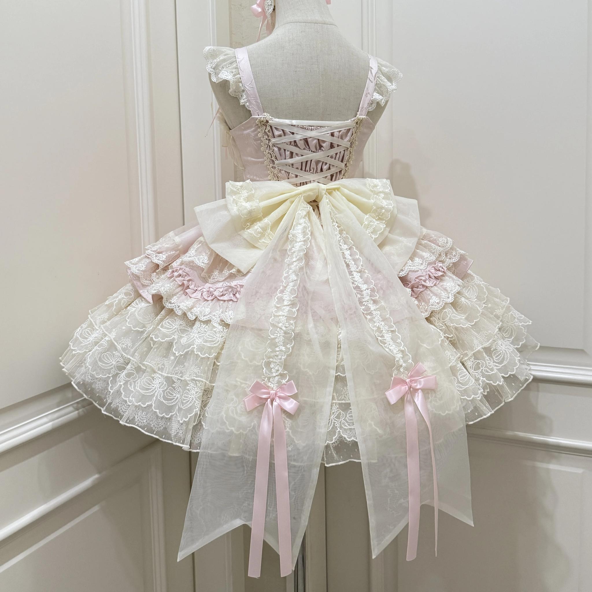 Sugar Girl - Ribbons of Love - Sweet Lolita JSK Dress, Tiered Ruffles 43767:785757