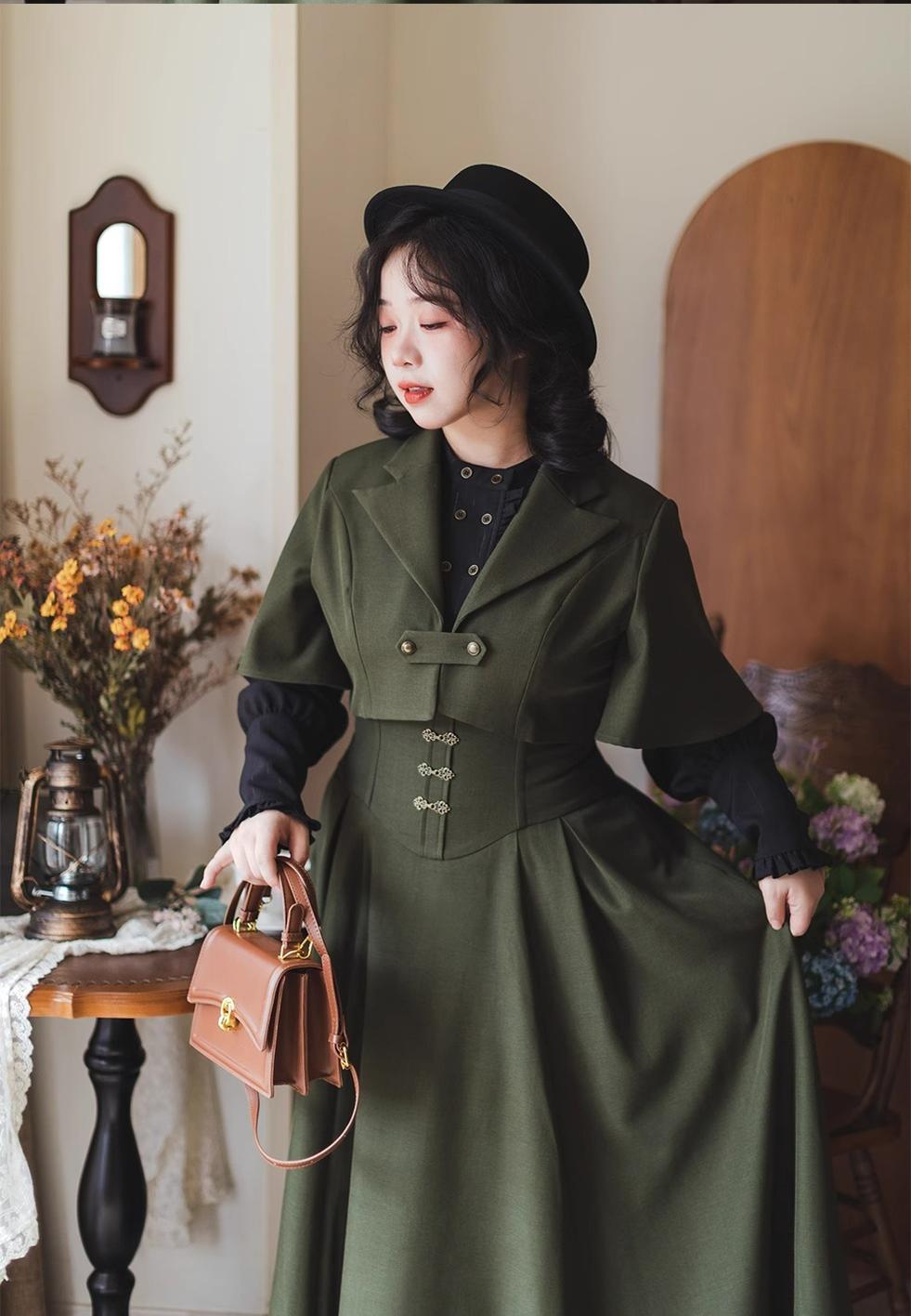 Forest Wardrobe - Vintage Lolita Fishbone Halter SK, Autumn Jacket 39620:634364
