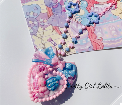 Pretty Girl Lolita~Sweet Lolita Pink-blue Accessories a necklace  