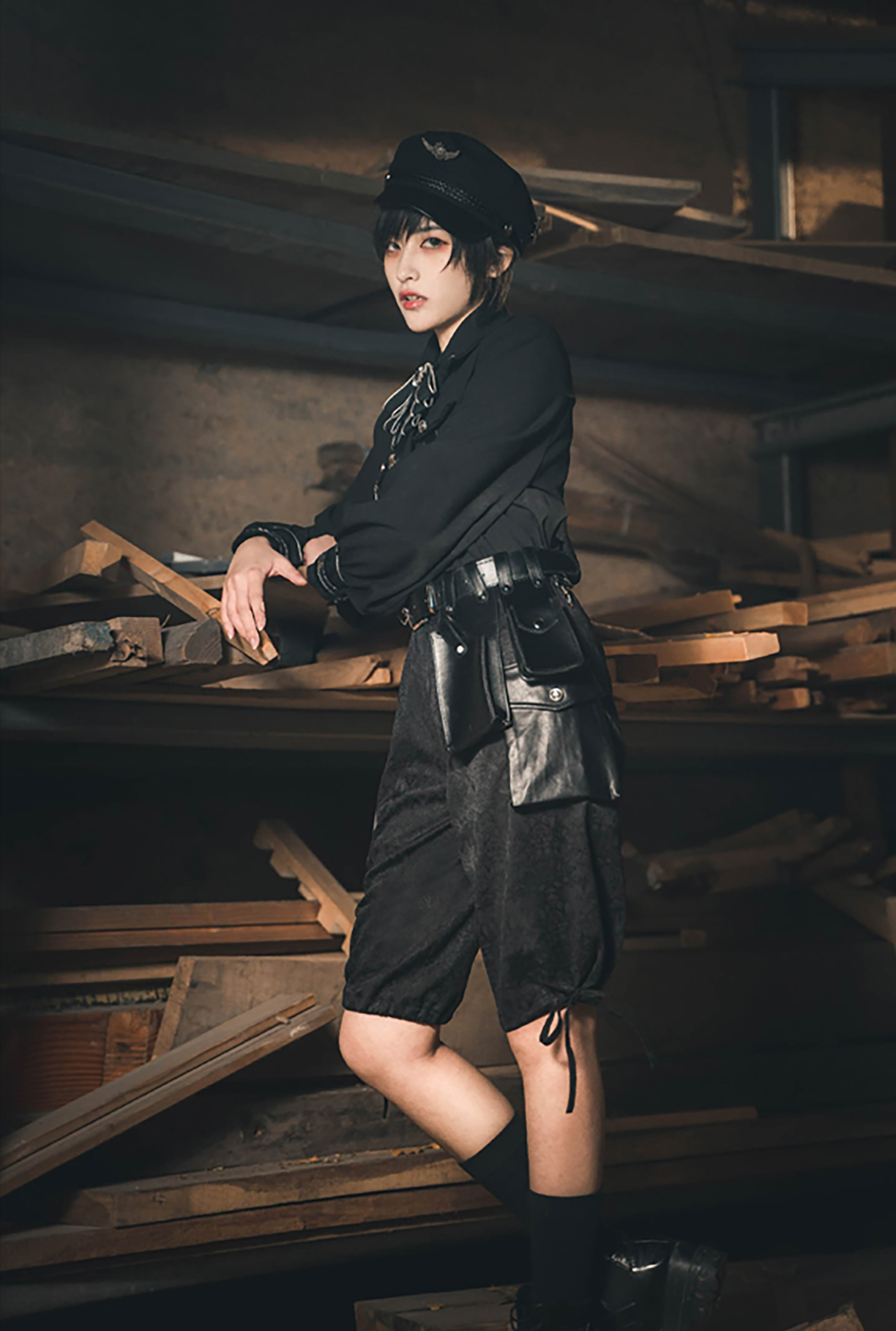 Susin Lolita~Alpha~Ouji Lolita Military Black Shorts   