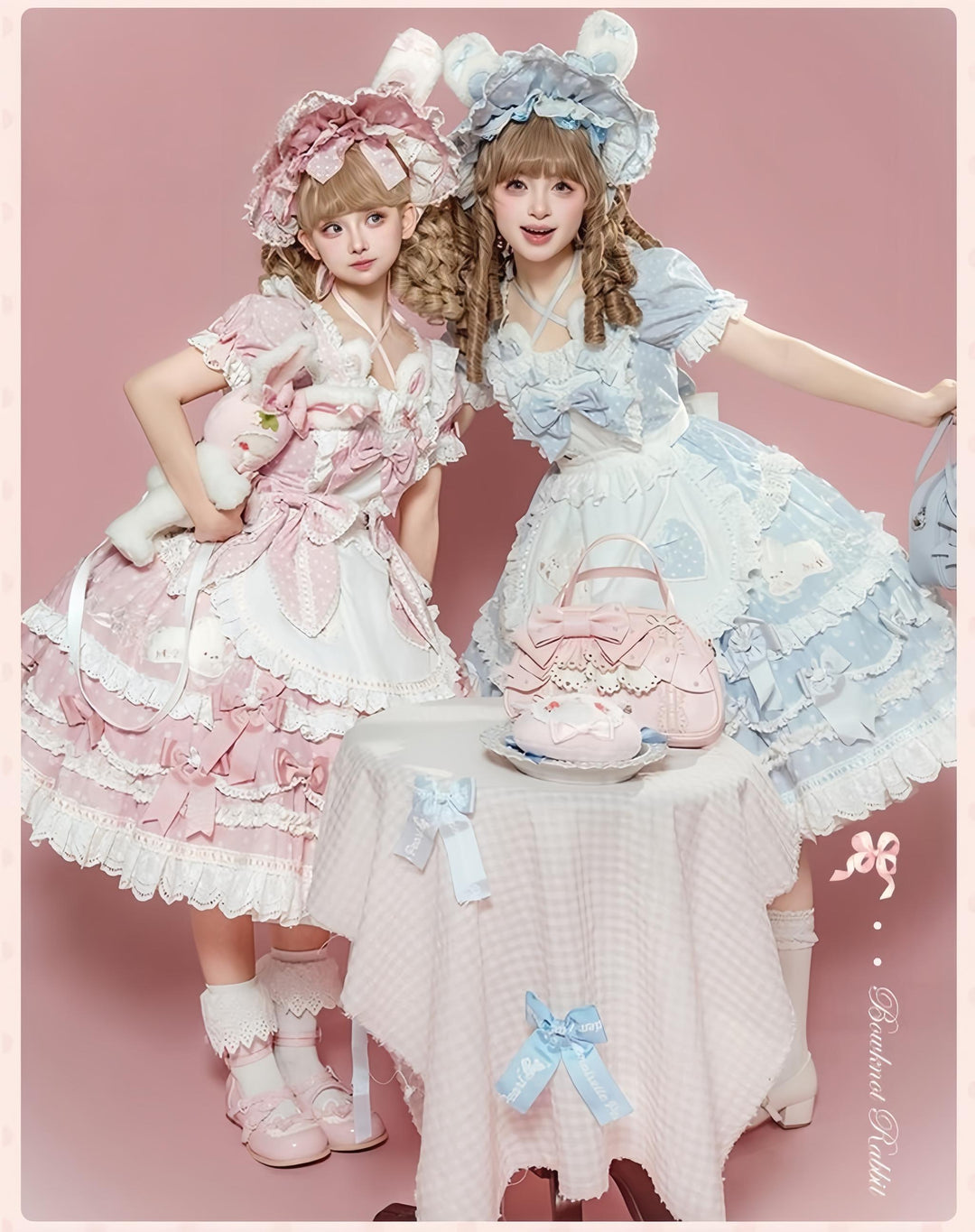 Mademoiselle Pearl~Bow Rabbit~Polka Dot Gorgeous Sweet Lolita OP Dress With Bunny Ear/Bow 43141:768008